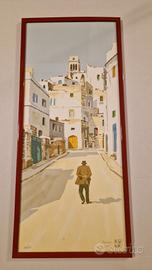Quadro Aldo Riso "Specchia (Lecce)  litografia