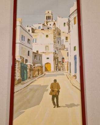Quadro Aldo Riso "Specchia (Lecce)  litografia