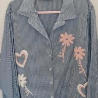 CAMICIA PURO COTONE RIGHE BLU MINA ROSA