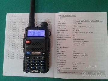 Radio ricetrasmittente dual band baofeng uv-5r 5 w