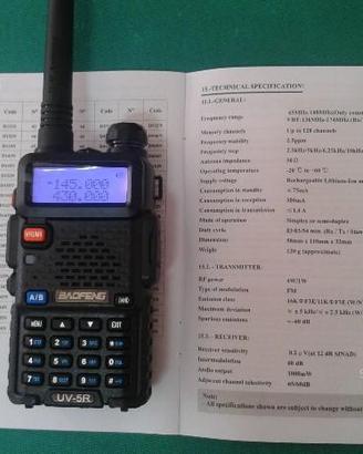 Radio ricetrasmittente dual band baofeng uv-5r 5 w