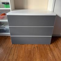 Cassettiera Ikea 3 cassetti bianco/grigio