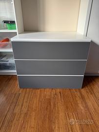 Cassettiera Ikea 3 cassetti bianco/grigio