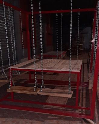 altalena 8 posti in ferro e legno ,esclusivo