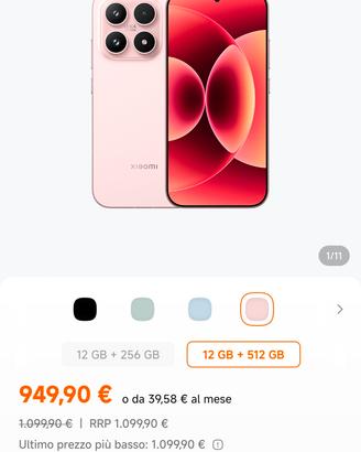 Smartphone Xiaomi 17 5G 12/512GB Alpine Pink NUOVO