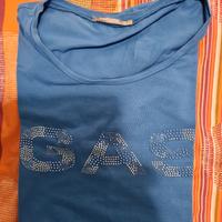 Maglietta GAS donna blu con strass
