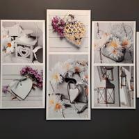 Quadri cuori, fiori e lanterne