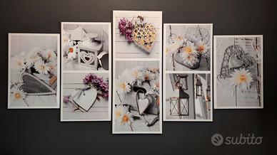 Quadri cuori, fiori e lanterne