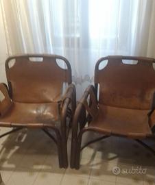 poltrone safari cuoio e bambù 