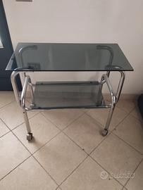 tavolino cristallo acciaio anni 70