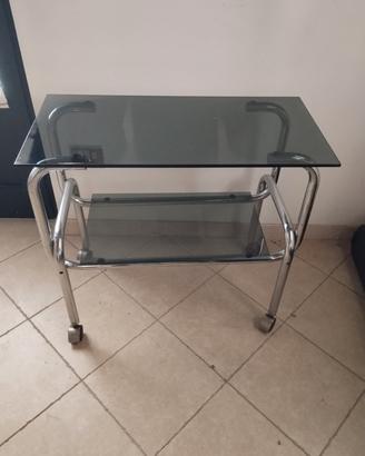 tavolino cristallo acciaio anni 70