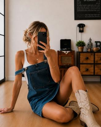 Salopette in Jeans Mini Abito 