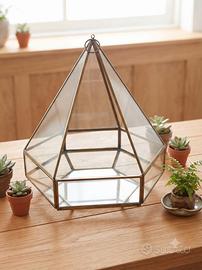 Terrarium geometrico / portacandele in vetro e met