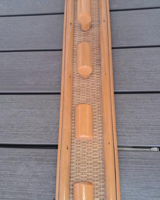 Appendi abiti da parete vintage in rattan e bambù 