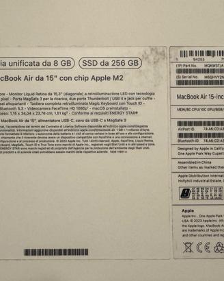 MacBook Air M2 256 GB anno 2023