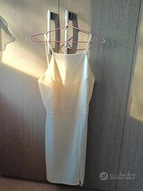 Vestito, abito panna zuiki con spacco