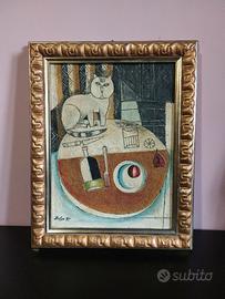 Riproduzione Tavolo rotondo con gatto F Gentilini