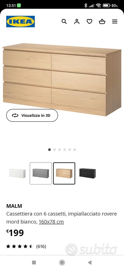 MALM Cassettiera con 2 cassetti, impiallacciato rovere mord bianco, 40x55  cm - IKEA Italia