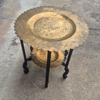 tavolino ottone e legno pieghevole 