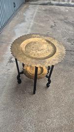 tavolino ottone e legno pieghevole 