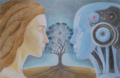 Disegno originale a matita e pastelli a olio