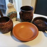 Lotto brocca ,vaso e ciotole terracotta