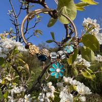 Bracciale fiore azzurro tipo Pandora