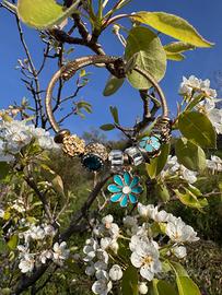 Bracciale fiore azzurro tipo Pandora