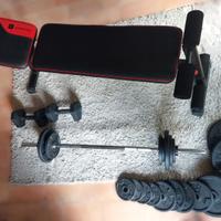 Panca bodybuilding e kit manubri Decathlon