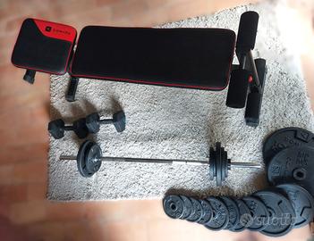 Panca bodybuilding e kit manubri Decathlon