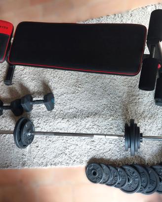 Panca bodybuilding e kit manubri Decathlon