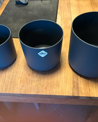 Set 3 copri vasi Elho – design moderno, nero opaco