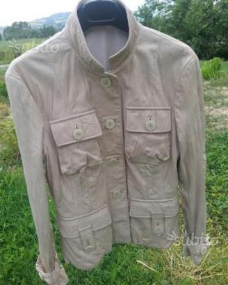 Giacca in pelle beige