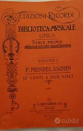 Spartito Musica- Mendelsshon - 12 Canti a due voci