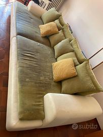 Divano 4 posti verde/bianco - da ristrotturare