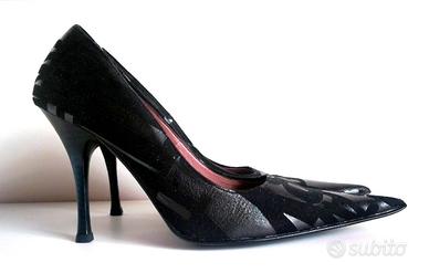 Scarpe artigianali, in vera pelle nera camoscio,38