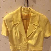 Giacca, tipo bolero, colore giallo, 46, misto lino