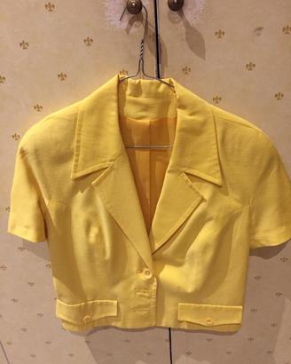 Giacca, tipo bolero, colore giallo, 46, misto lino