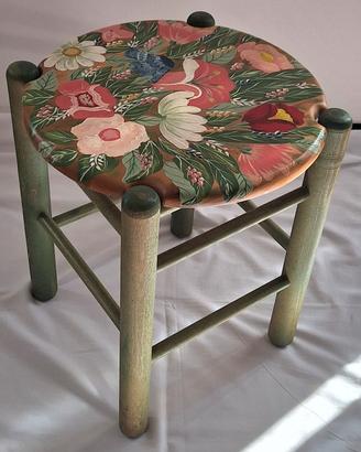 Sgabello in Legno decorato 