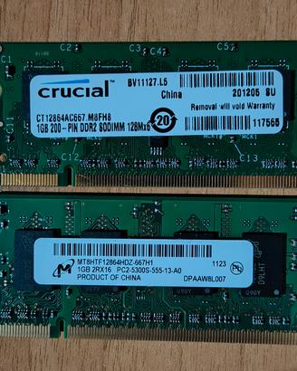Crucial DDR2 SO-DIMM 2 per 1 guga