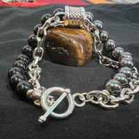 Bracciale iomo con catena e perline