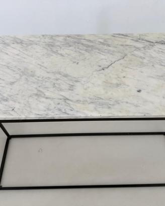 Consolle in marmo bianco e acciaio nero