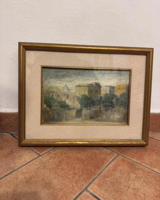 Olio su tela paesaggio con firma