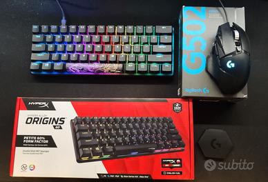 Tastiera Hyper x 60% e Mouse Logitech G502 hero