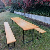 Set tavolo e 2 panche da esterno