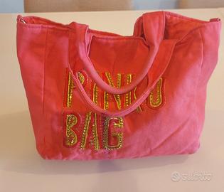 PINKO borsa in cotone con applicazioni 