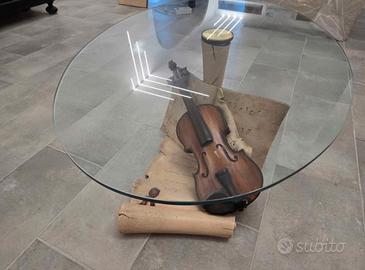 tavolino in marmo e vetro