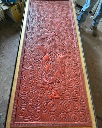 Tavolo da salotto con pannello ornamentale cinese