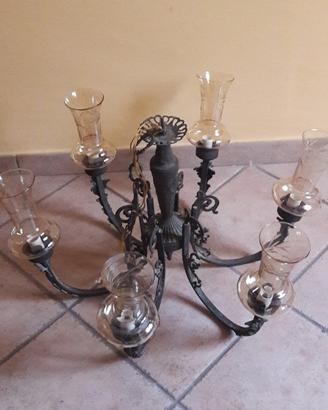 Lamadario antico in ottone bronzato primi 900