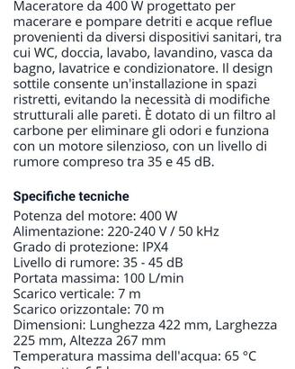 Trituratore sanitario per bagno wc, due disponibil